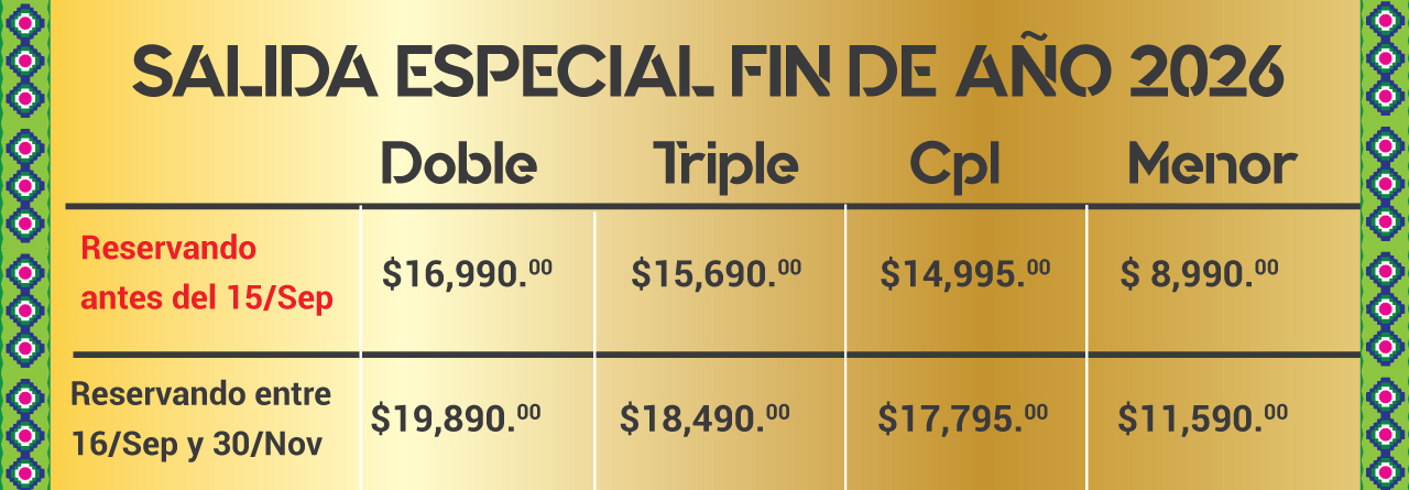 Precios salida de fin de año en chiapas 2026